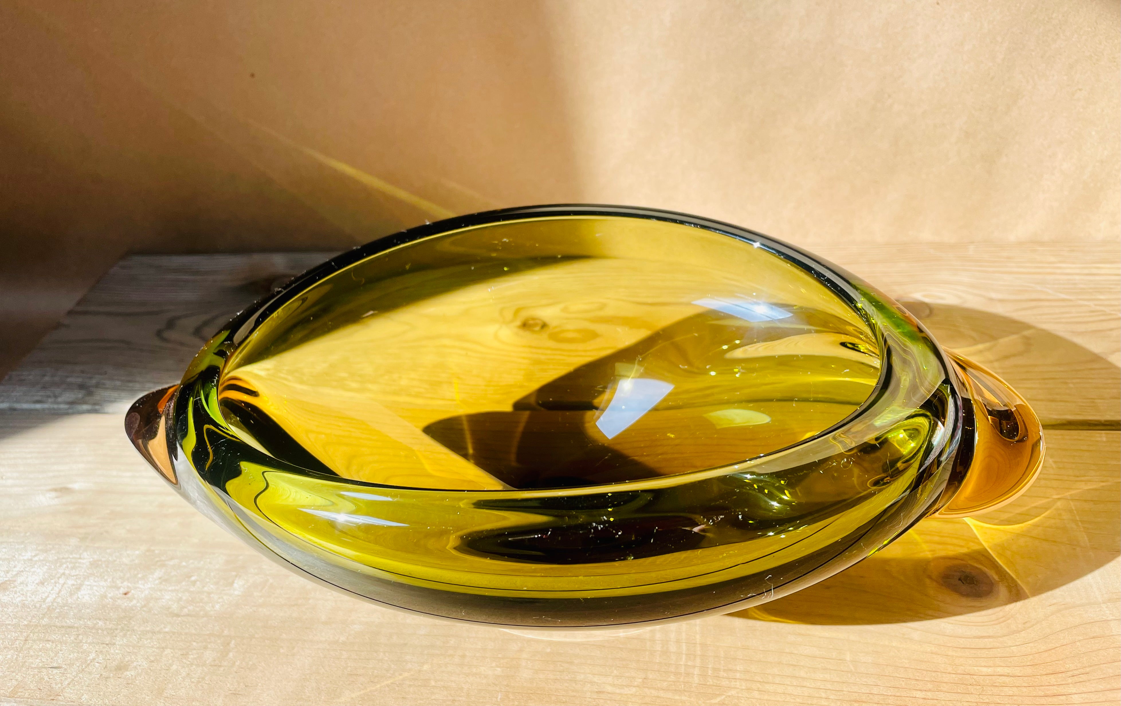 Amber & Green Glass Bowl