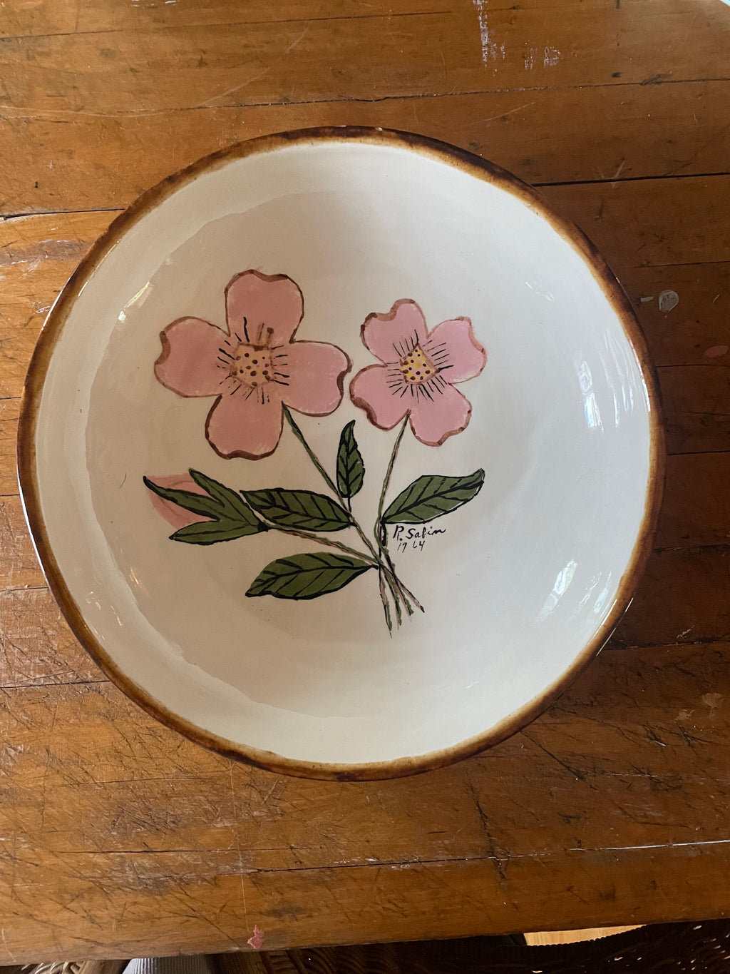 Pink Flower Serving Bowl