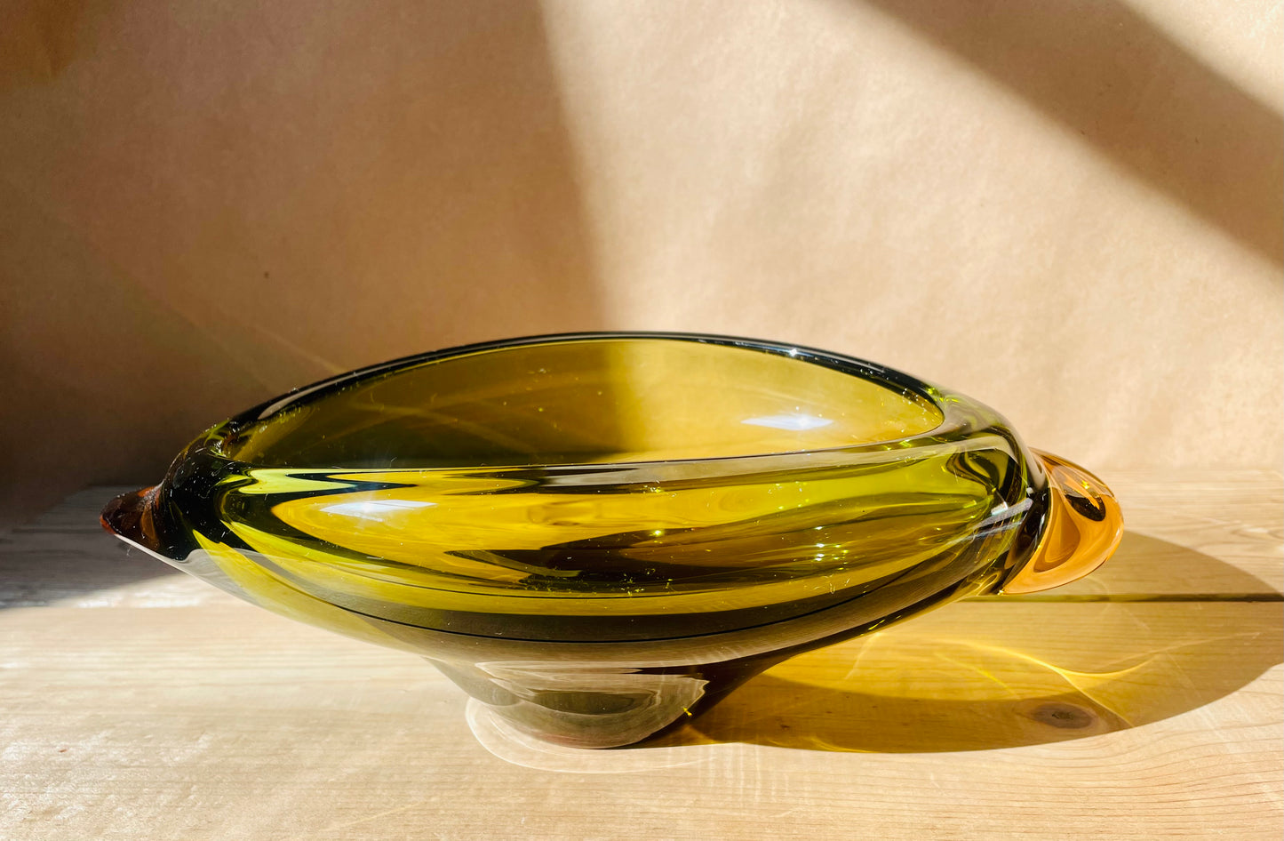 Amber & Green Glass Bowl